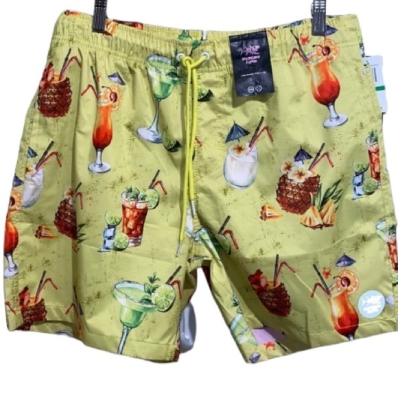 Psycho Tuna shorts NEW large tropical cocktails lemon‎ drop pockets - Picture 8 of 8